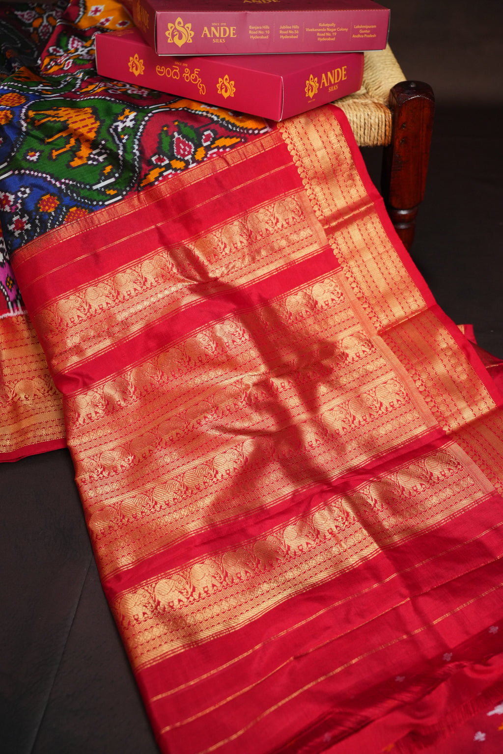 Ikkat Kanchi Border Silk Saree with Rich Pallu
