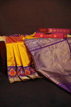 Ikkat Kanchi Border Silk Saree with Rich Kanchi Pallu