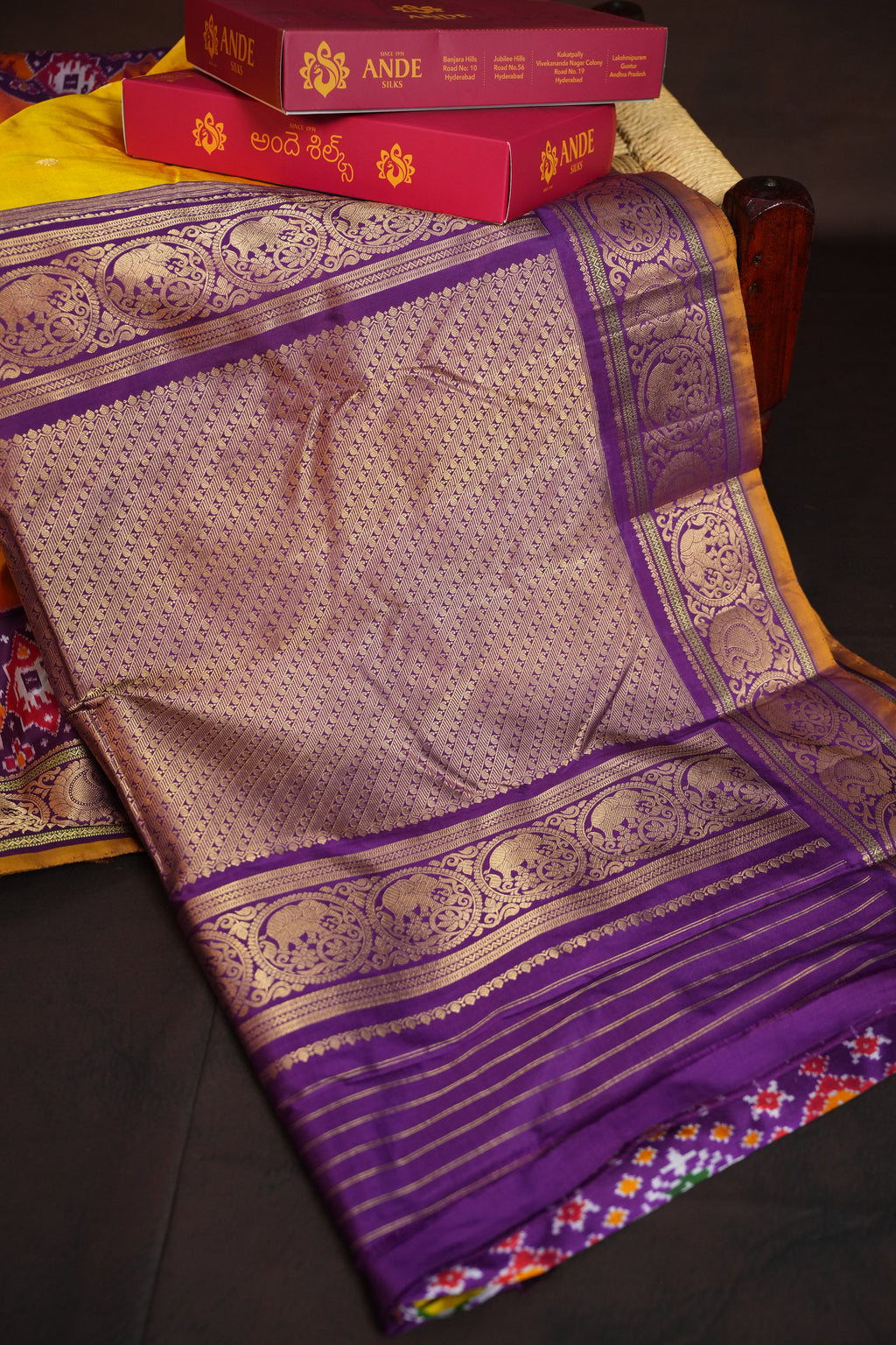 Ikkat Kanchi Border Silk Saree with Rich Kanchi Pallu