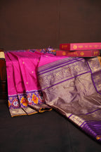 Ikkat Kanchi Border Silk Saree with Rich Pallu