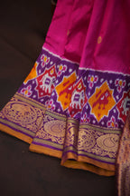 Ikkat Kanchi Border Silk Saree with Rich Pallu