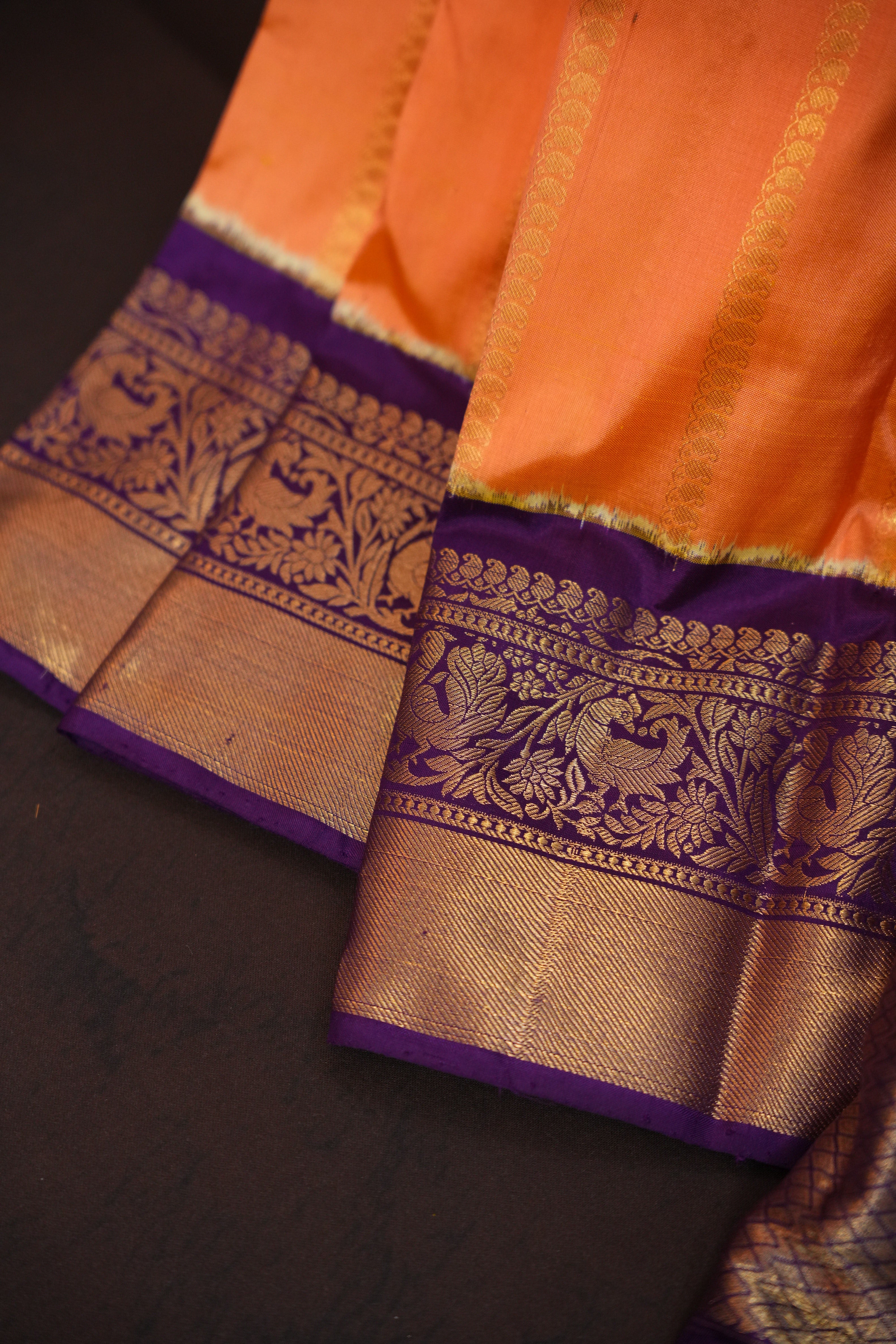 Ikkat Kanchi Border Silk Saree with Rich Pallu