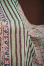 Handcrafted Kalamkari Print Cotton Saree with Copper Border