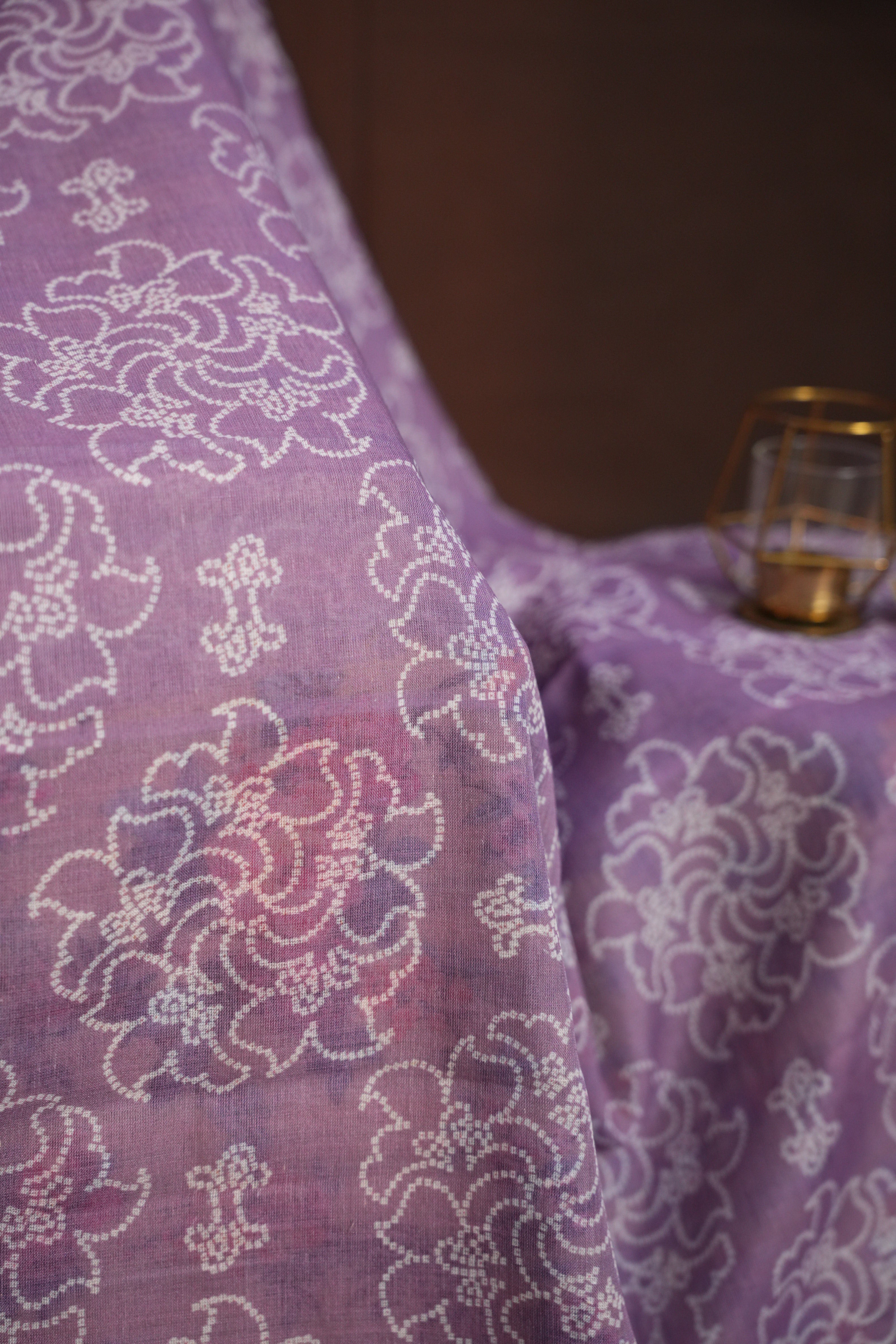 Beige Floral Printed Cotton Saree with Elegant Woven Border