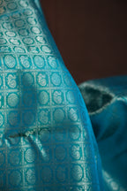 Lime Green & Aqua Blue Pattu Lehanga Saree with Rich Zari Weave