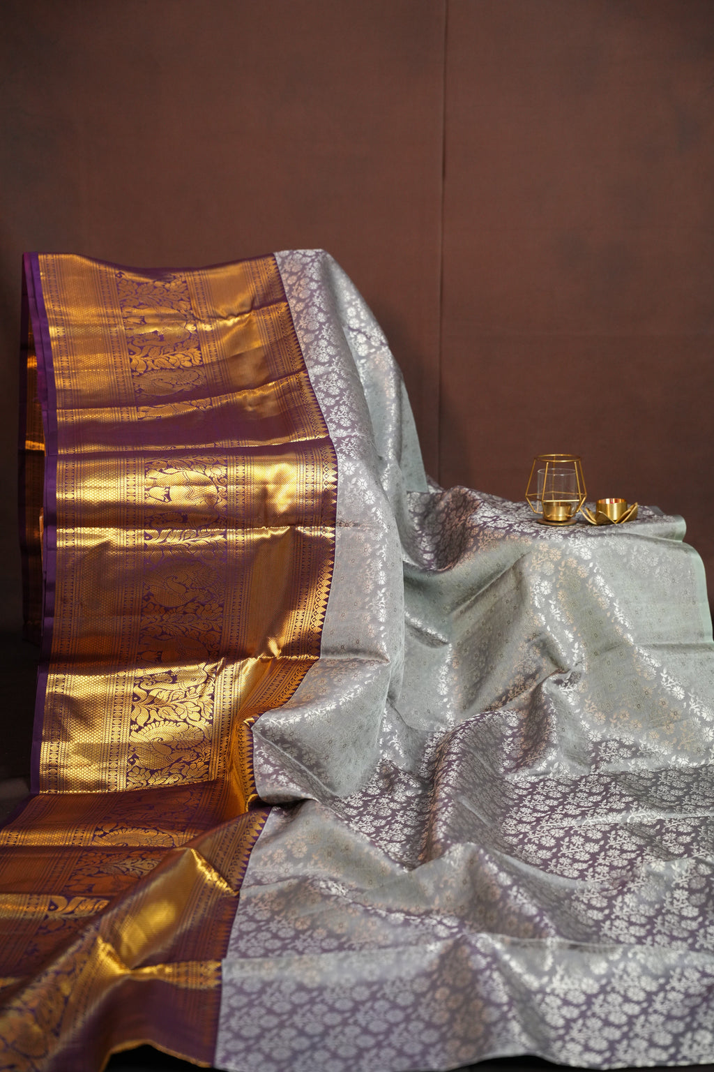 Royal Purple Pattu Lehanga Saree with Grand Gold Zari Border