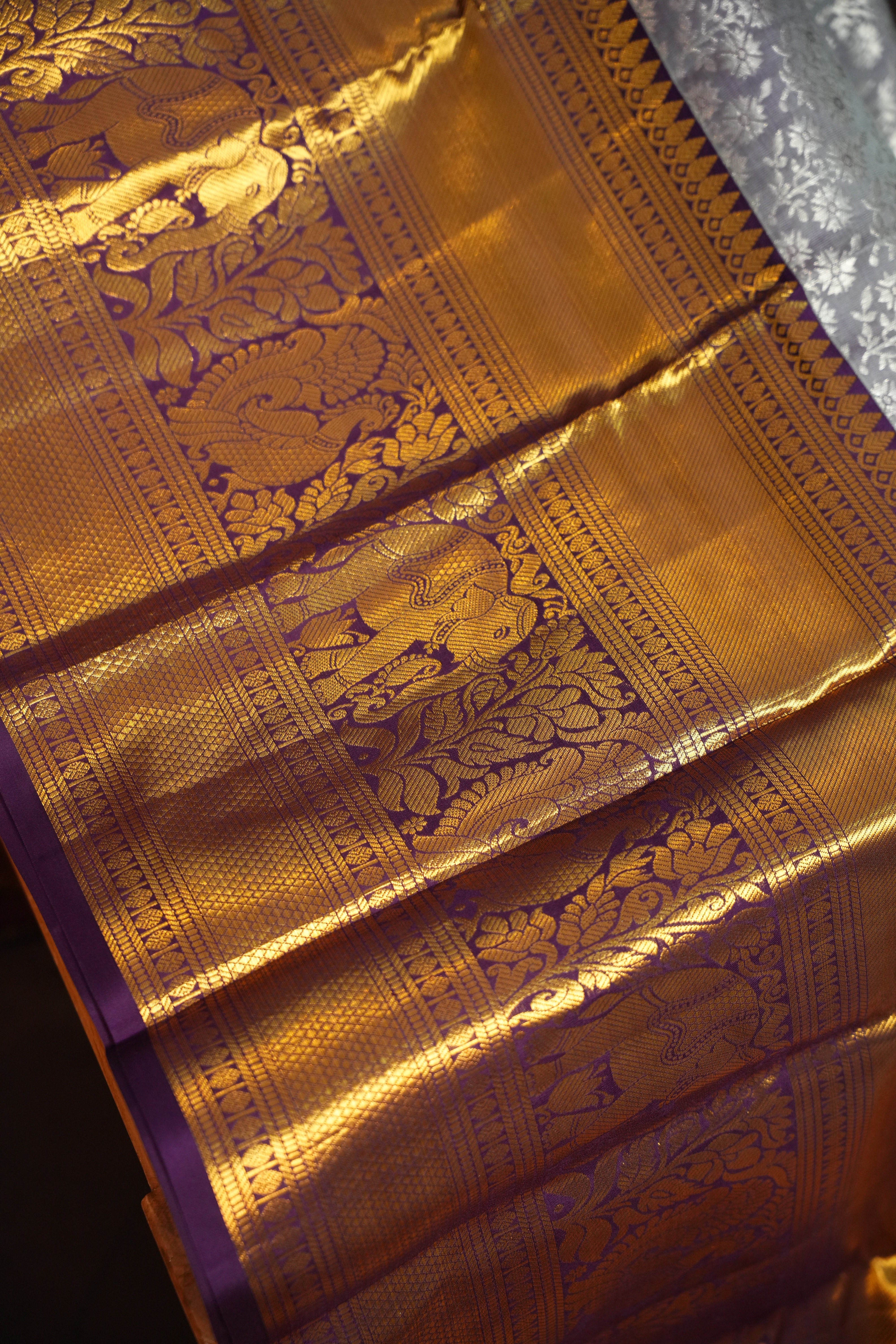 Royal Purple Pattu Lehanga Saree with Grand Gold Zari Border