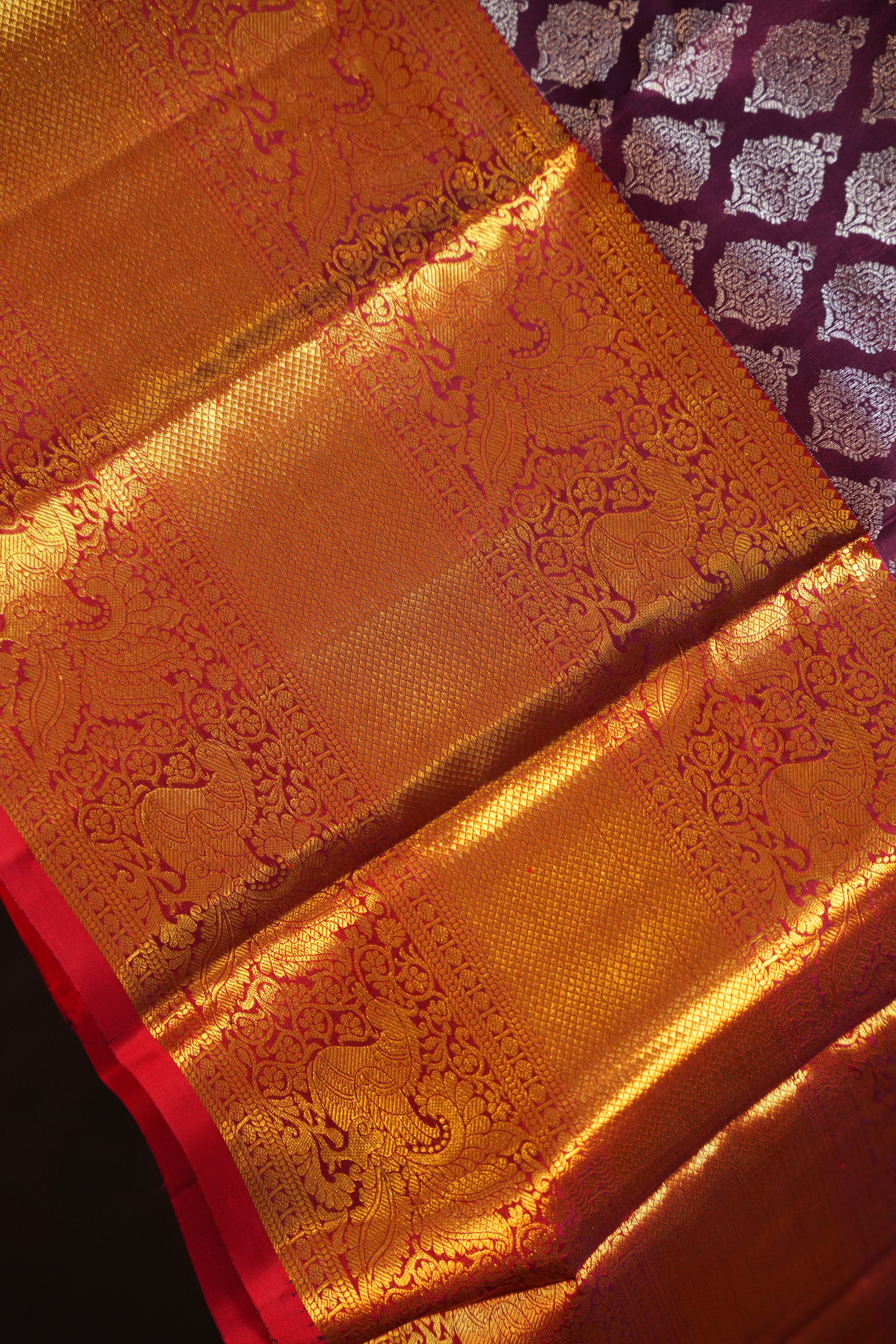 Bridal Red Pattu Lehanga Saree with Rich Gold Zari Work
