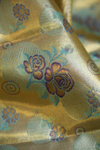 Aqua Blue Pattu Lehanga Saree with Rich Gold Zari Weave