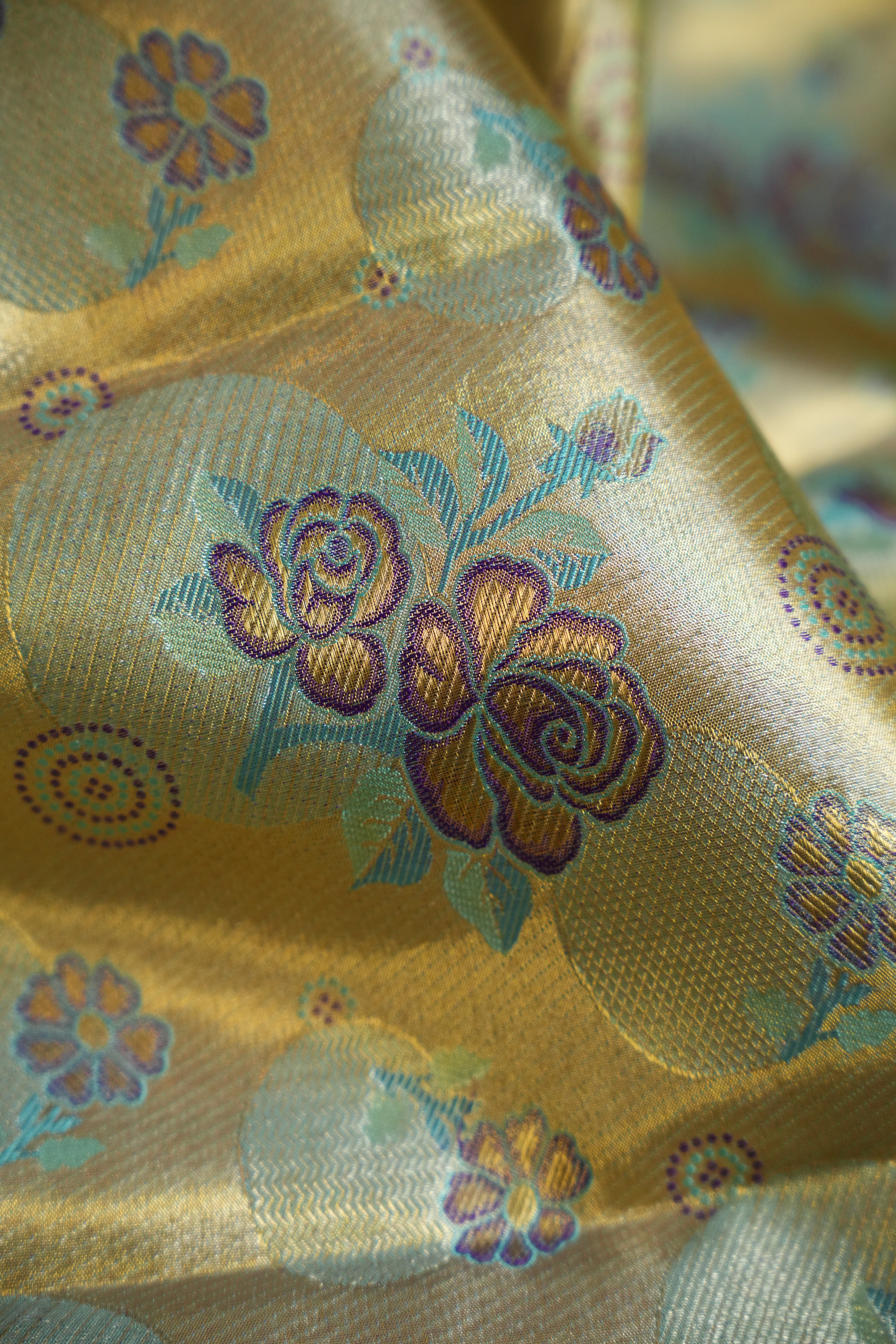 Aqua Blue Pattu Lehanga Saree with Rich Gold Zari Weave