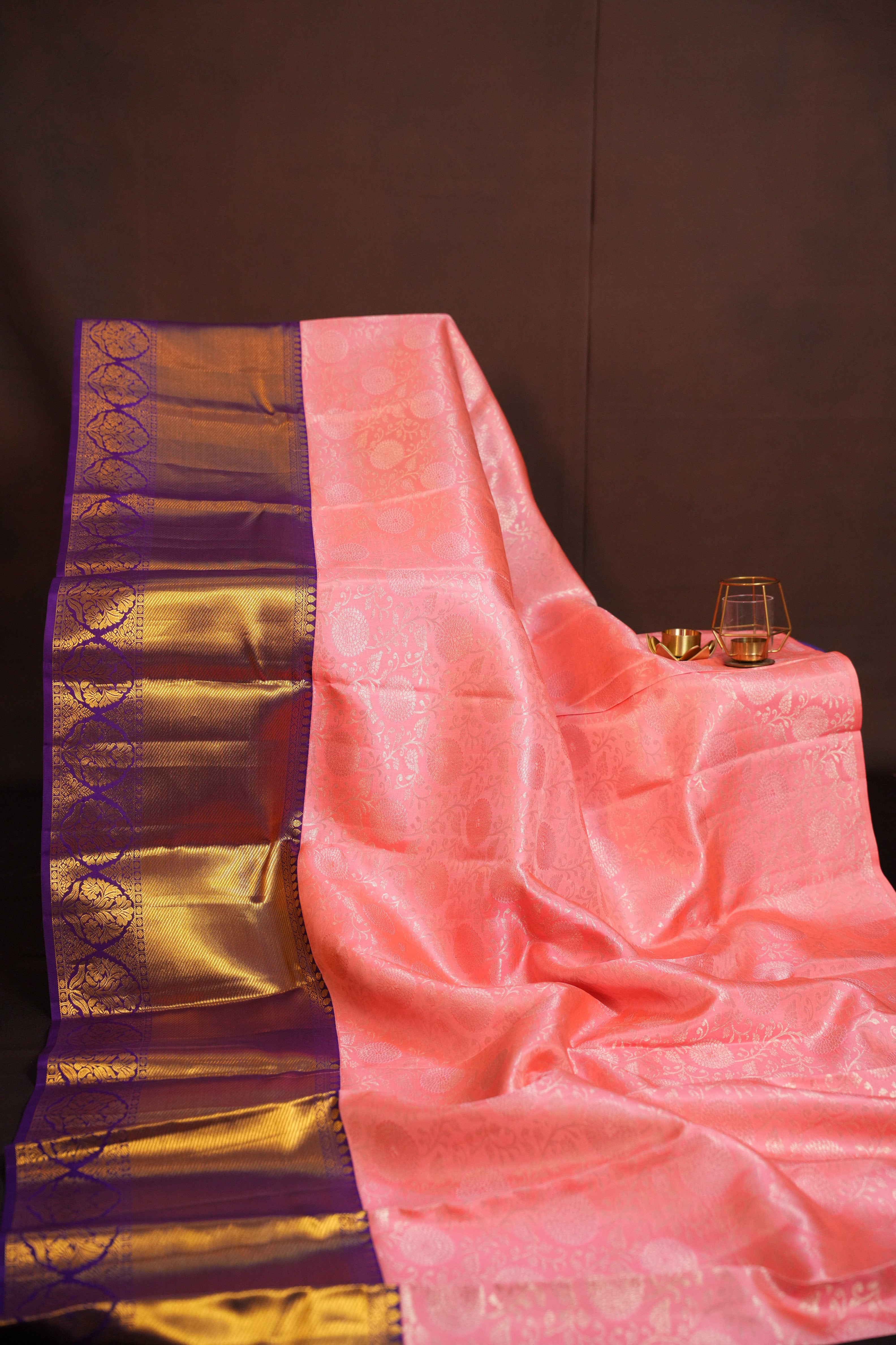 Royal Purple Pattu Lehanga Saree with Antique Gold Zari Border