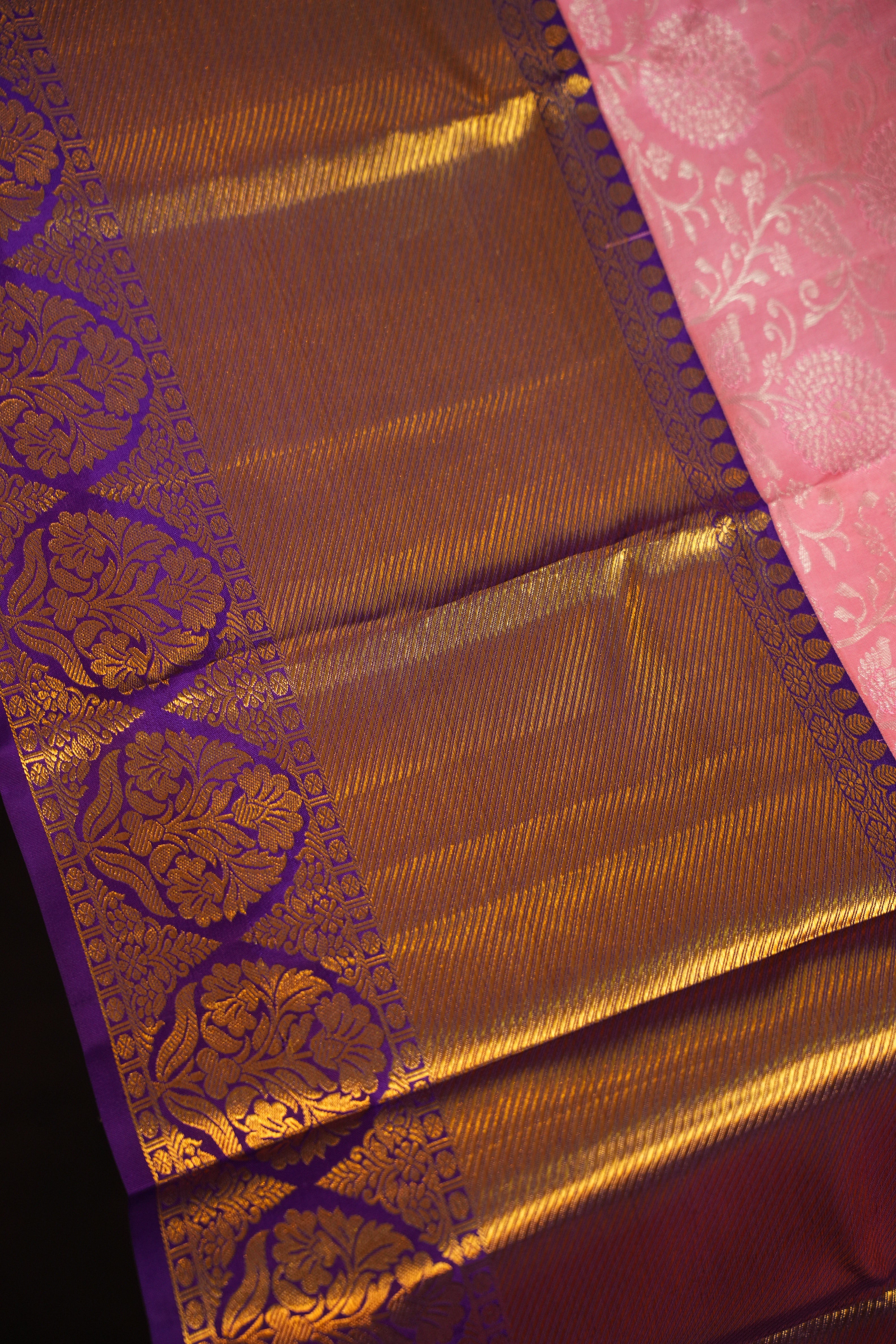 Royal Purple Pattu Lehanga Saree with Antique Gold Zari Border