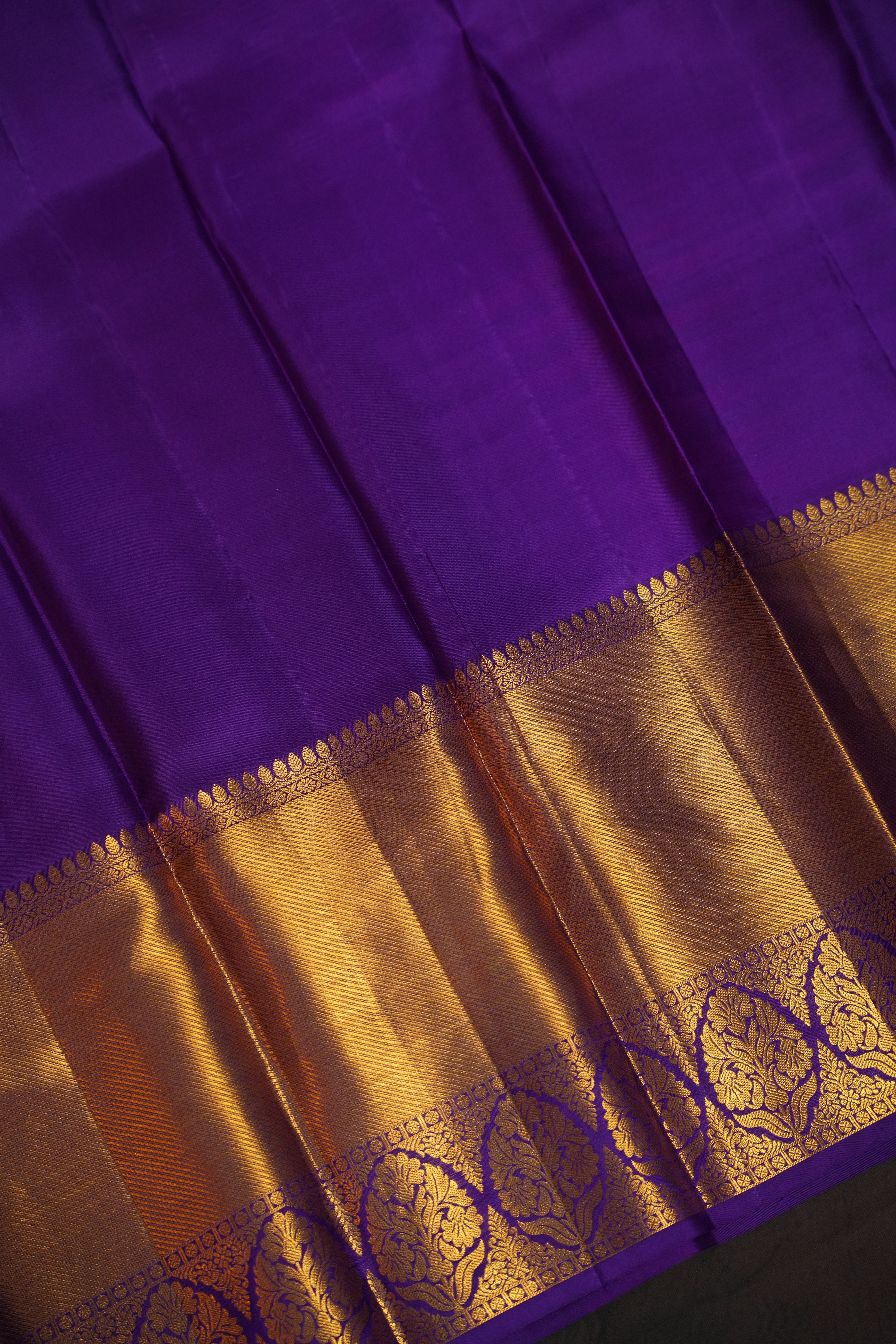 Royal Purple Pattu Lehanga Saree with Antique Gold Zari Border