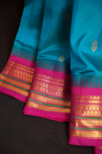 Kanchi Soft Silk Saree with Pink Zari Border