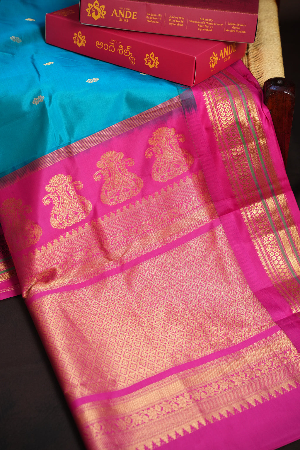Kanchi Soft Silk Saree with Pink Zari Border