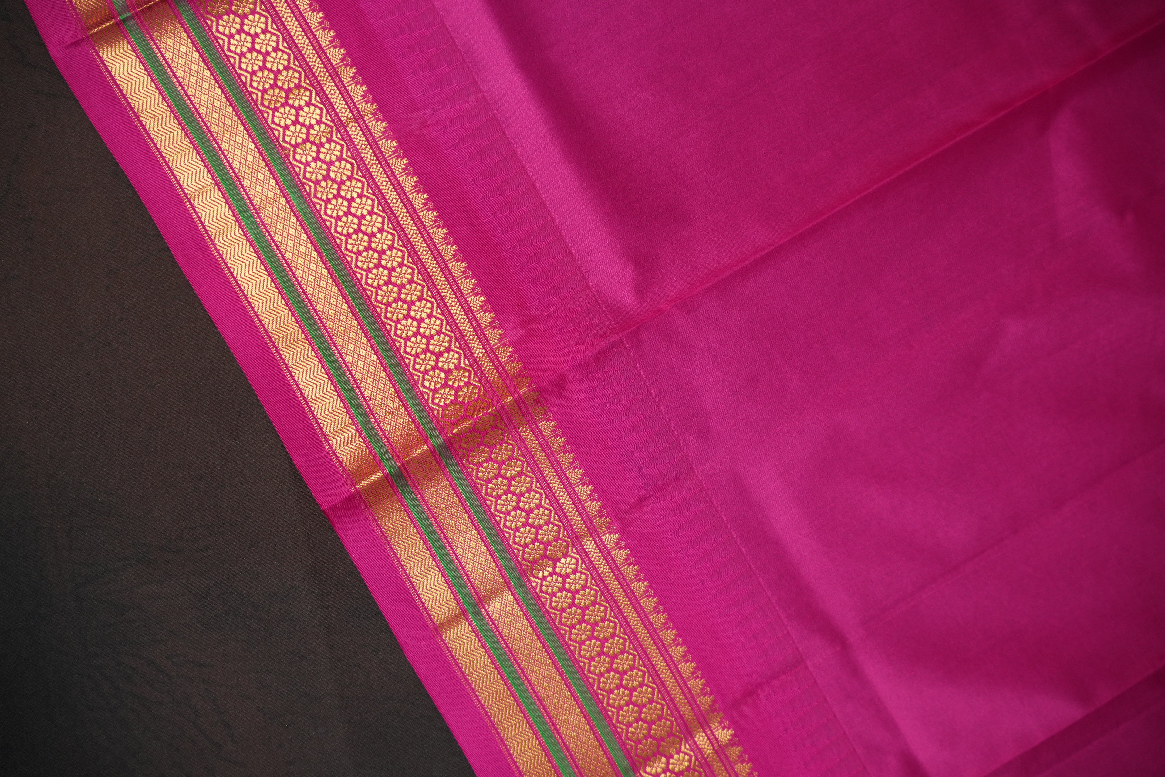 Kanchi Soft Silk Saree with Pink Zari Border