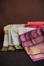 Mint Green Kanchi Soft Silk Saree with Zari Border