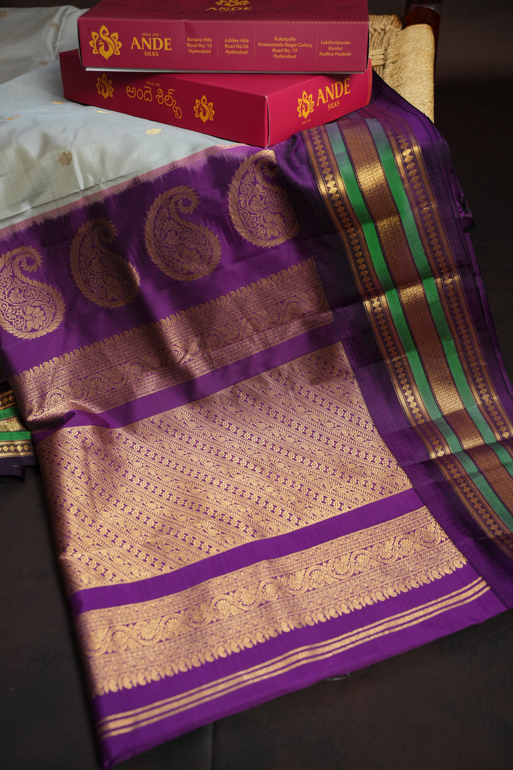 Mint Green Kanchi Soft Silk Saree with Zari Border