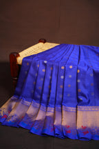 Royal Blue Gadwal Silk Saree with Zari Border | Ande Silks