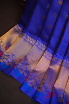 Royal Blue Gadwal Silk Saree with Zari Border | Ande Silks