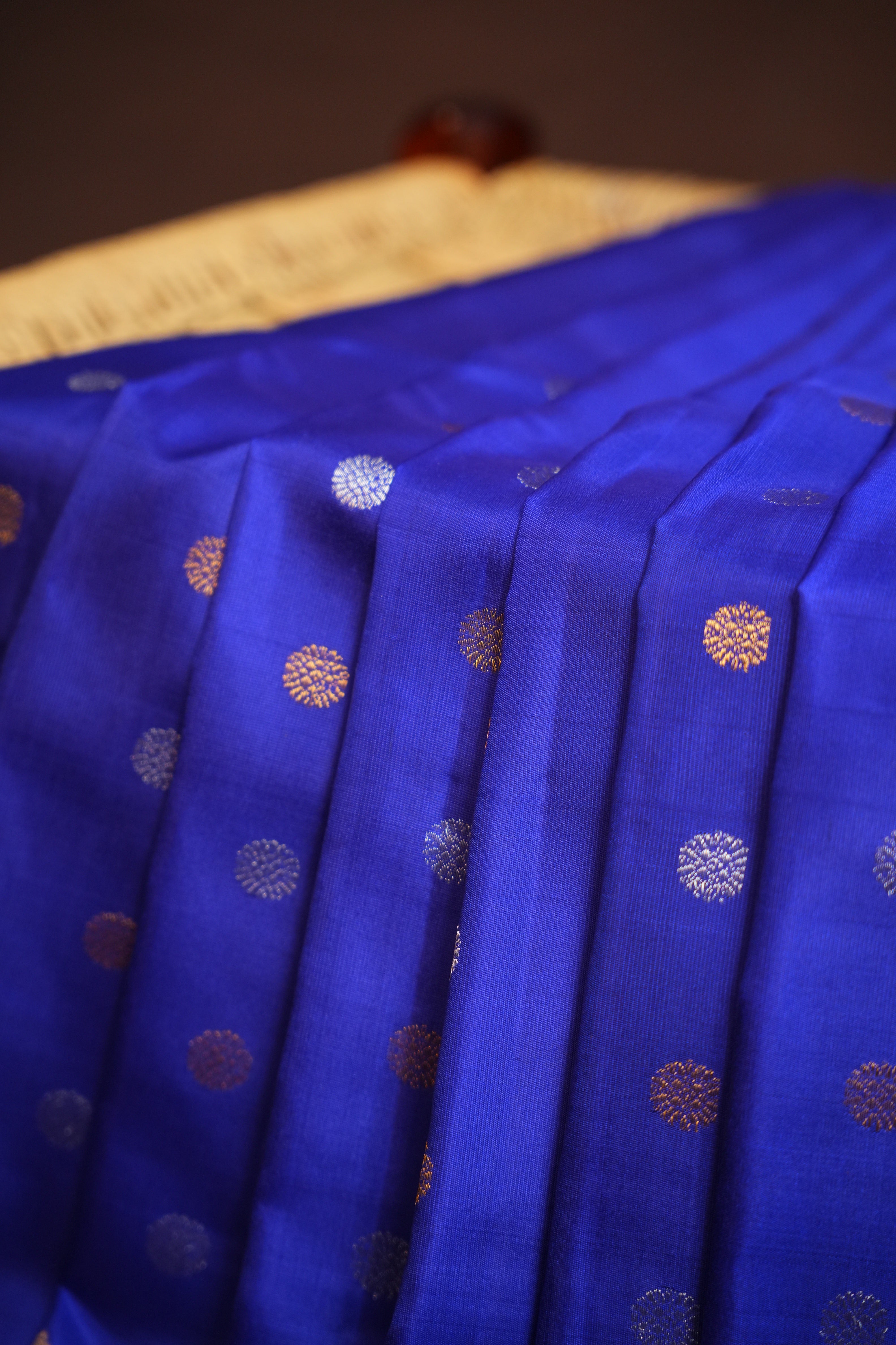 Royal Blue Gadwal Silk Saree with Zari Border | Ande Silks