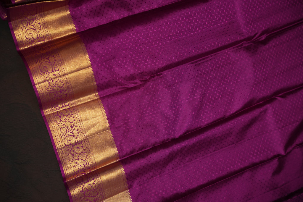 Lavender Kanchi Pattu Silk Saree with Rich Gold Zari Border