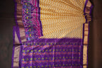 Purple Double Ikat Silk Saree with Traditional Motifs