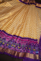 Purple Double Ikat Silk Saree with Traditional Motifs