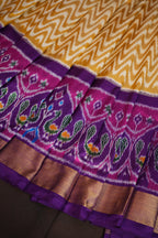 Purple Double Ikat Silk Saree with Traditional Motifs