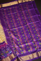 Purple Double Ikat Silk Saree with Traditional Motifs