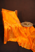 Vibrant Orange Gadwal Silk Saree with Zari Motifs | Ande Silks