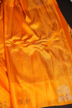 Vibrant Orange Gadwal Silk Saree with Zari Motifs | Ande Silks