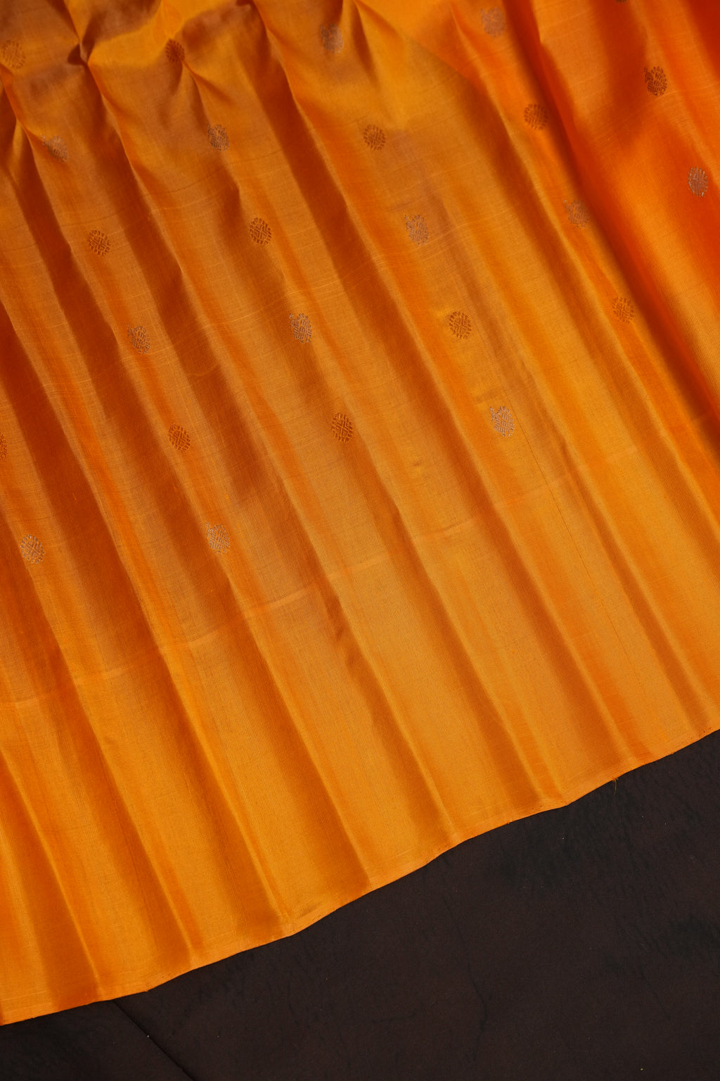 Vibrant Orange Gadwal Silk Saree with Zari Motifs | Ande Silks