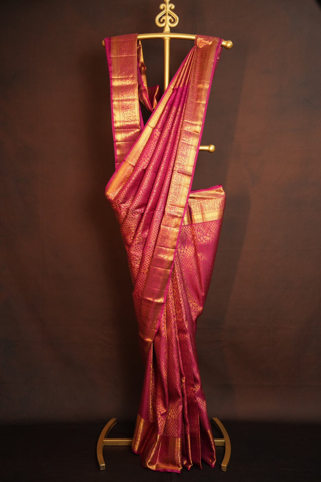 Elegant Pink Kanchi Silk Saree with Rich Gold Zari