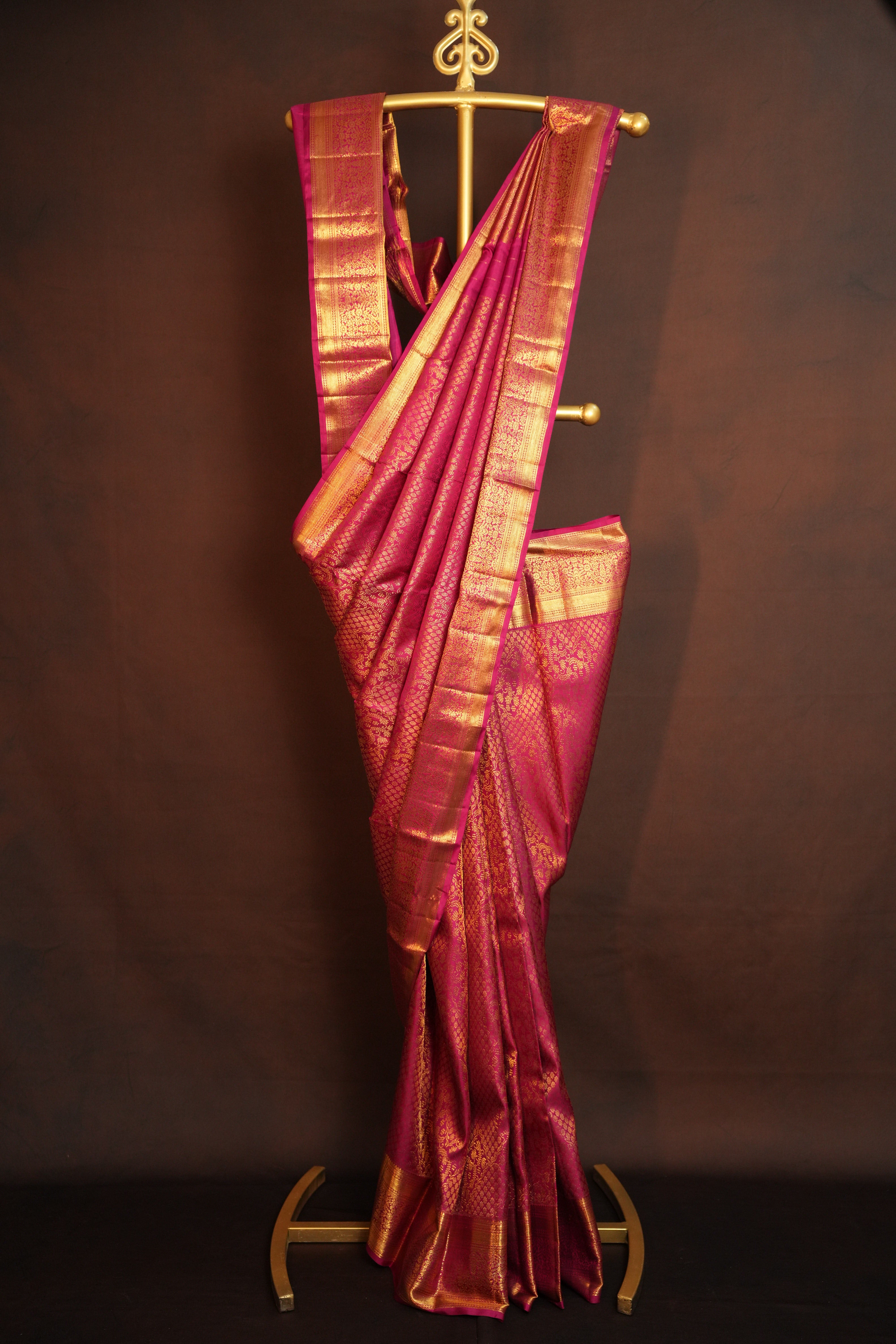 Elegant Pink Kanchi Silk Saree with Rich Gold Zari