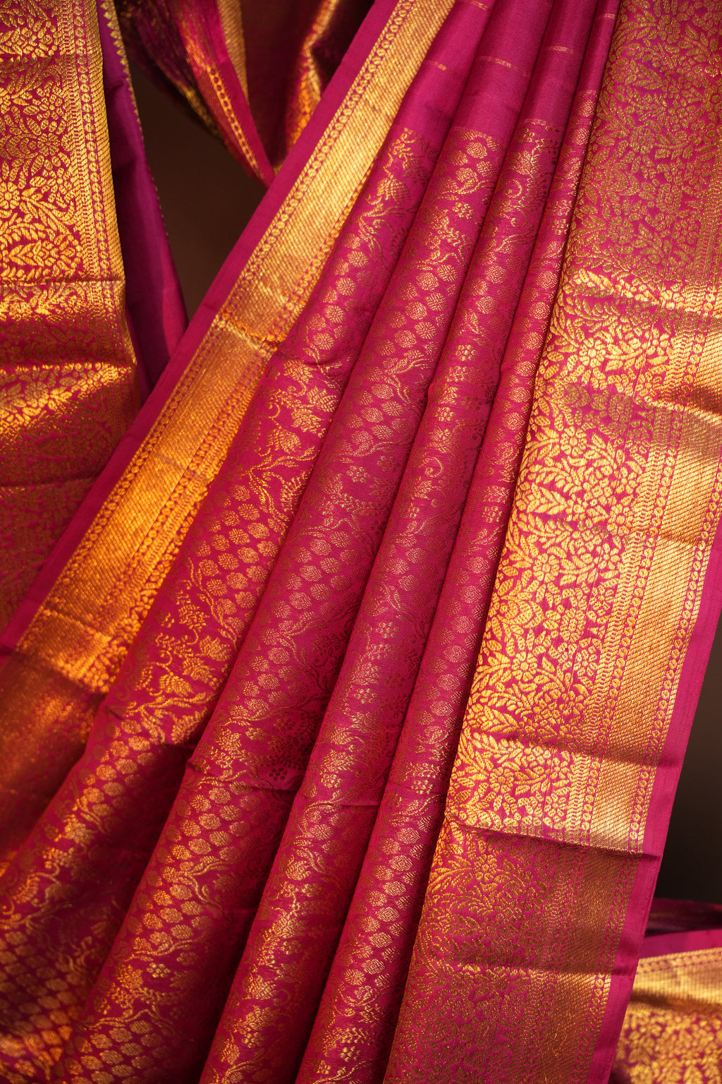 Elegant Pink Kanchi Silk Saree with Rich Gold Zari