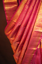 Elegant Pink Kanchi Silk Saree with Rich Gold Zari
