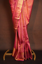 Elegant Pink Kanchi Silk Saree with Rich Gold Zari
