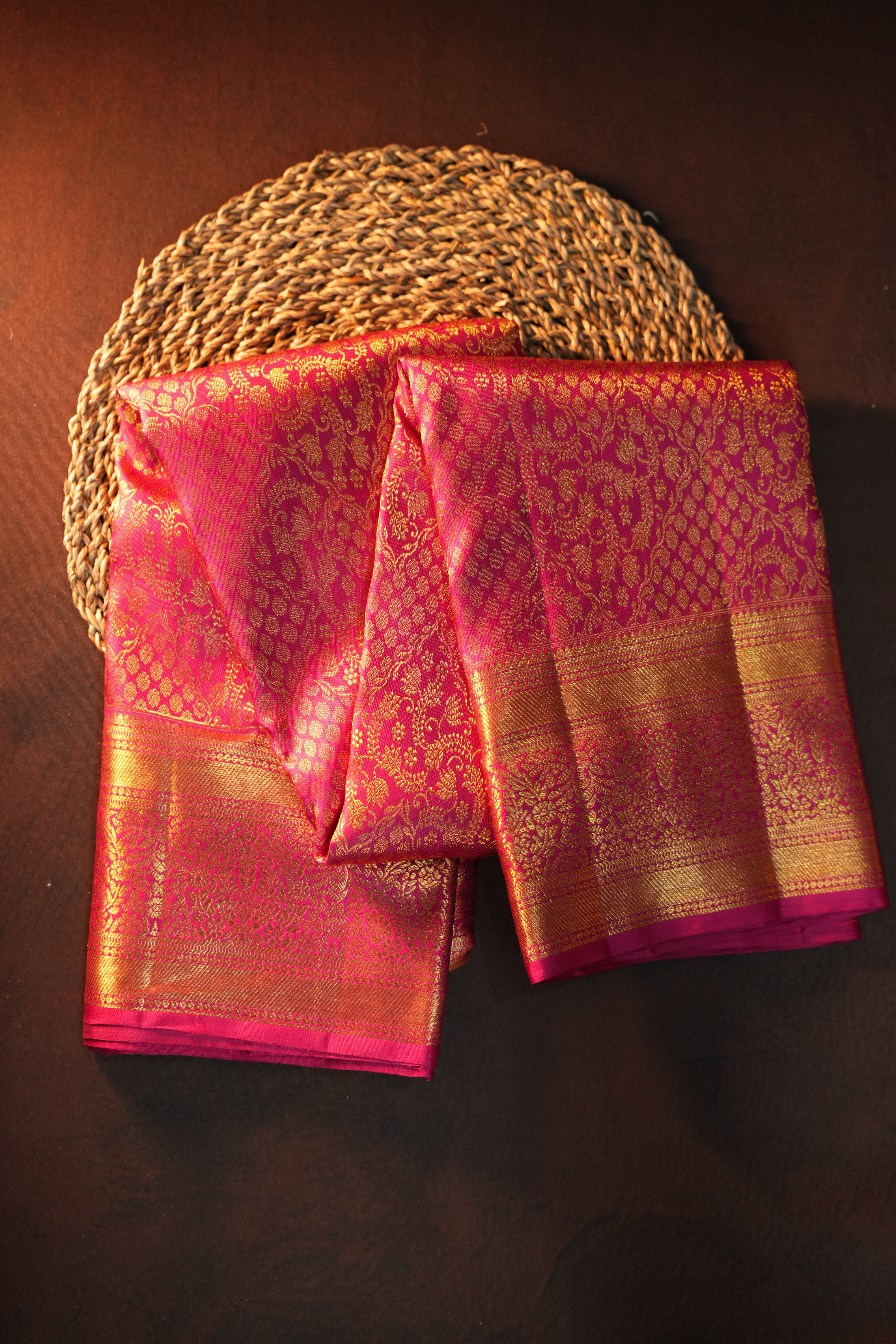 Elegant Pink Kanchi Silk Saree with Rich Gold Zari