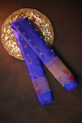 Royal Blue Gadwal Silk Saree with Zari Border | Ande Silks