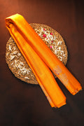 Vibrant Orange Gadwal Silk Saree with Zari Motifs | Ande Silks