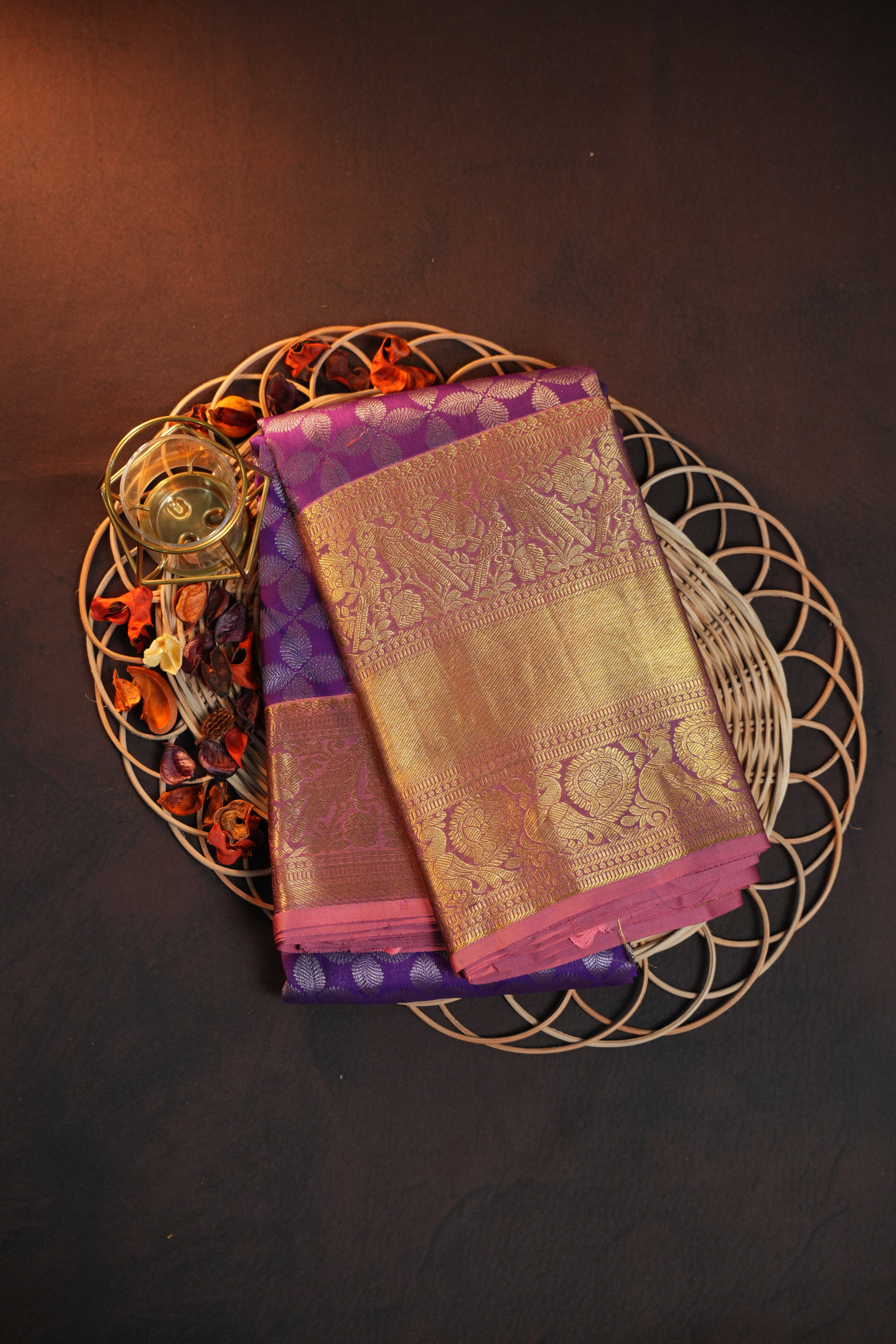 Purple Kanchi Pattu Saree with Rich Gold Zari Border