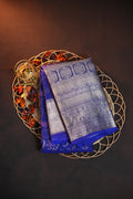 Royal Blue Kanchi Pattu Saree with Silver Zari Border