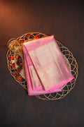 Baby Pink Kanchi Pattu Saree with Rich Silver Zari Border
