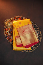 Mustard Yellow Kanchi Pattu Saree with Rich Zari Border