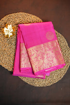 Pink Kanchi Pattu Saree with Rich Gold Zari Border