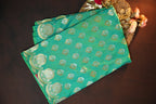 Sea Green Banaras Saree with Zari Buttas