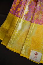 Kanchi Pattu Saree in Pink with Gold Floral Weaving
