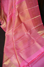 Baby Pink Kanchi Pattu Saree with Rich Silver Zari Border