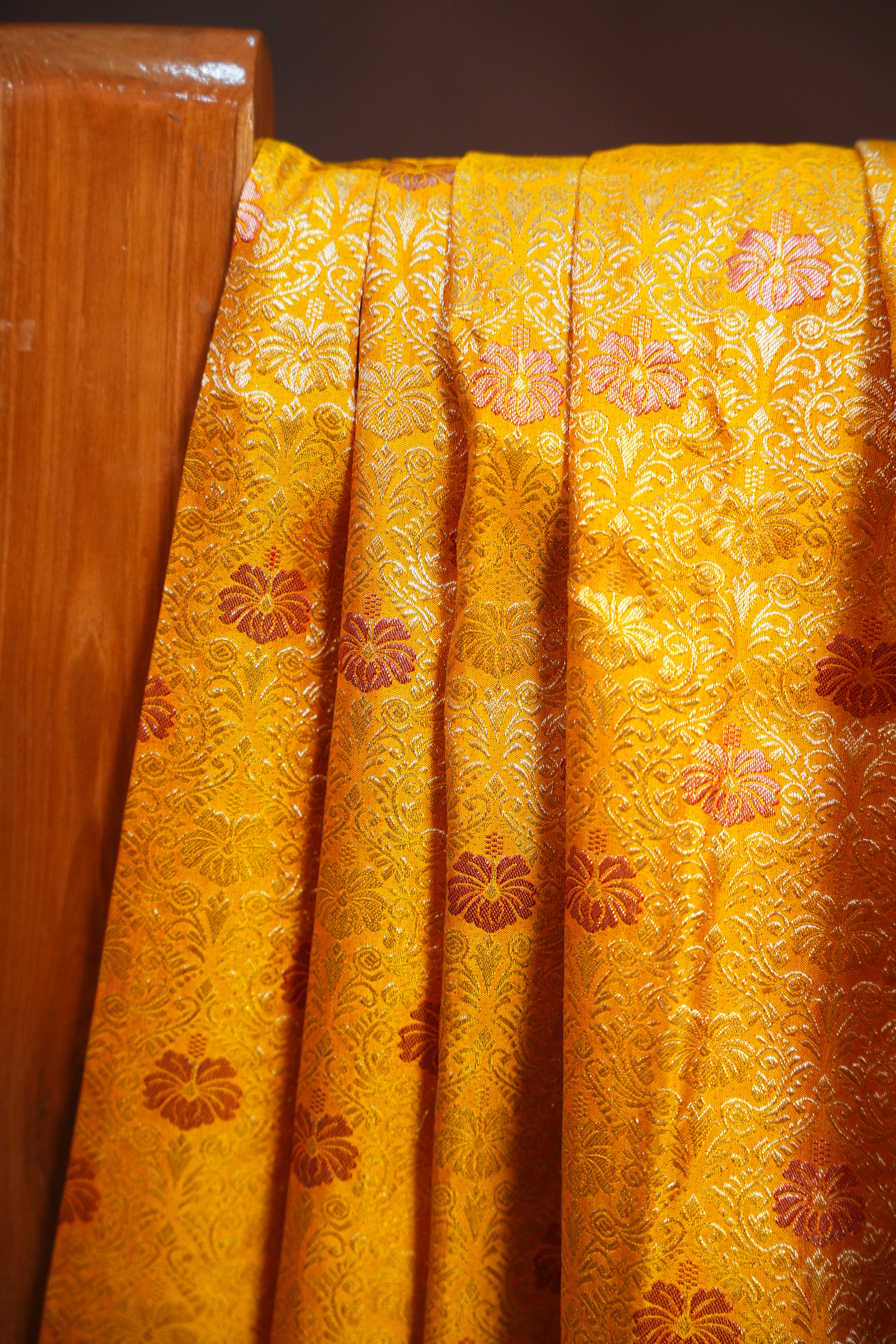 Mustard Yellow Kanchi Pattu Saree with Rich Zari Border